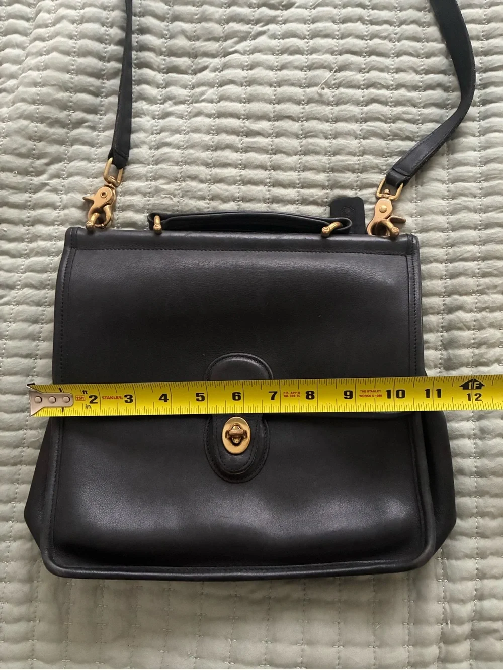 Vintage Coach Willis Black Leather Satchel with Gold Hardware